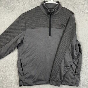 Callaway Mens Medium Sweatshirt Golf Gray Fleece Quarter Zip Performance EUC
